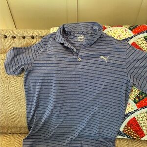 Puma Men's Blue Striped Polo Shirt